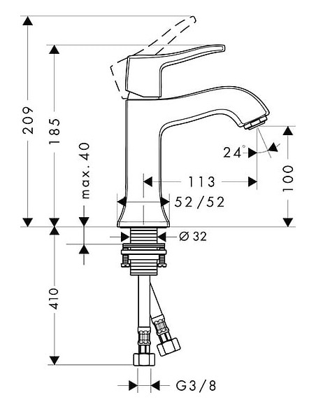 Hansgrohe izlietnes jaucējkrāns Metris Classic 31077000