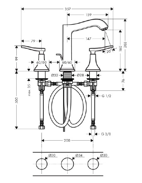 Hansgrohe izlietnes jaucējkrāns Metropol Classic 31331000