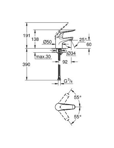 Grohe izlietnes jaucējkrāns Euroeco Special Relaunch 32762000 - 5