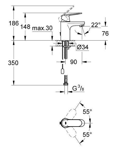 Grohe izlietnes jaucējkrāns Eurosmart Cosmopolitan 3282700E - 4 Grohe izlietnes jaucējkrāns Eurosmart Cosmopolitan 3282700E - 4