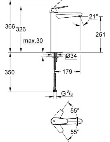 Grohe izlietnes jaucējkrāns Eurodisc Cosmopolitan 23432000 - 8