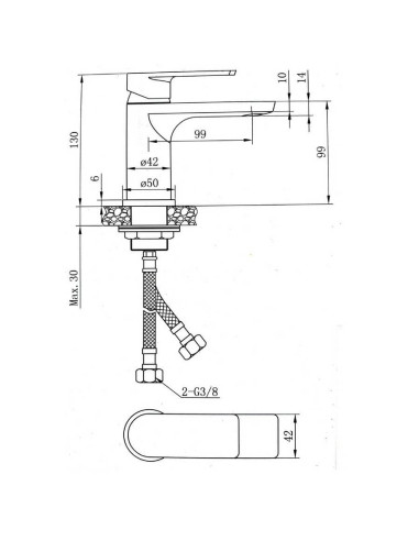 Duschy izlietnes maisītājs RIVER, balts ar hromu