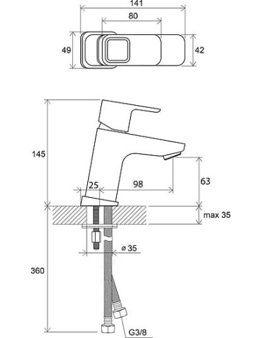 Ravak izlietnes jaucējkrāns 10° TD 012.00 - 3