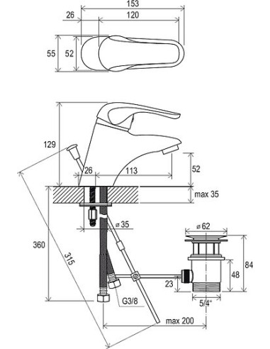 Ravak izlietnes jaucējkrāns Rosa RS 011.00 - 6