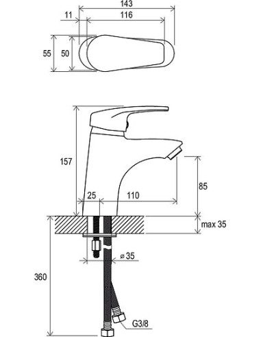 Ravak izlietnes jaucējkrāns Neo NO 012.00 - 5