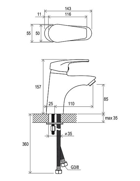 Ravak izlietnes jaucējkrāns Neo NO 012.00 - 5