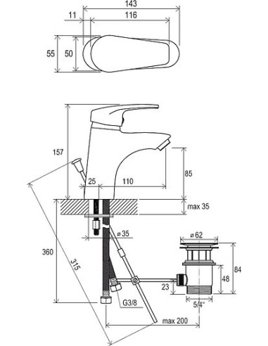 Ravak izlietnes jaucējkrāns Neo NO 011.00 - 5