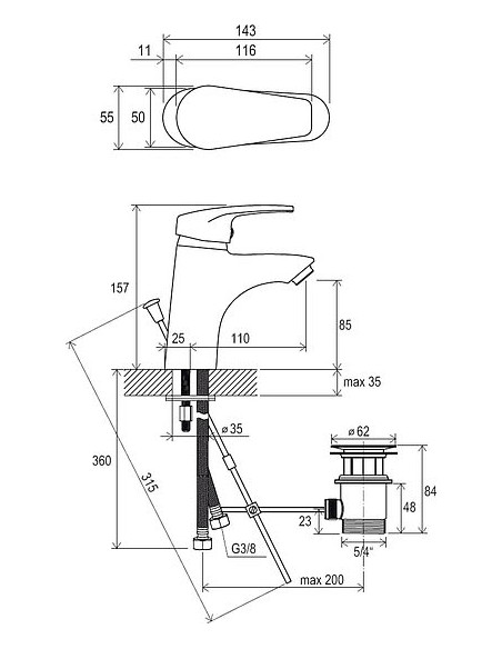 Ravak izlietnes jaucējkrāns Neo NO 011.00 - 5