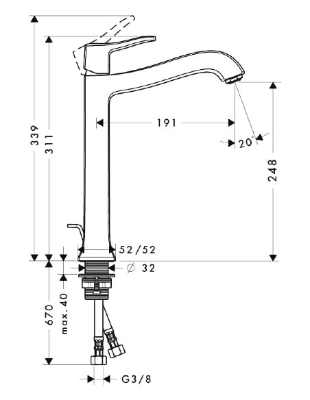 Hansgrohe izlietnes jaucējkrāns Metris Classic 31078000