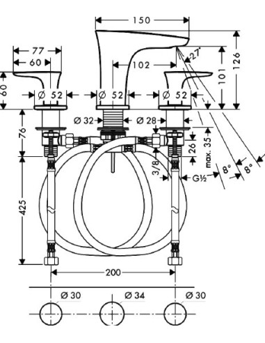 Hansgrohe izlietnes jaucējkrāns PuraVida 15073000