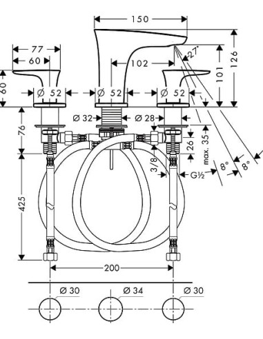 Hansgrohe izlietnes jaucējkrāns PuraVida 15073400
