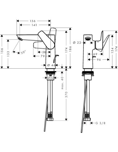 Hansgrohe izlietnes jaucējkrāns Talis E 71754140