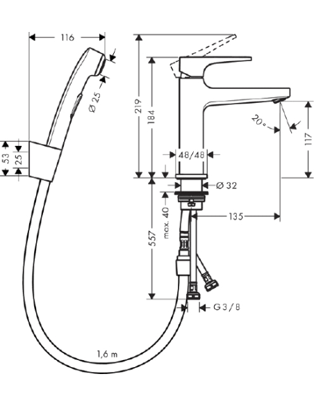 Hansgrohe izlietnes jaucējkrāns Metropol 32522000