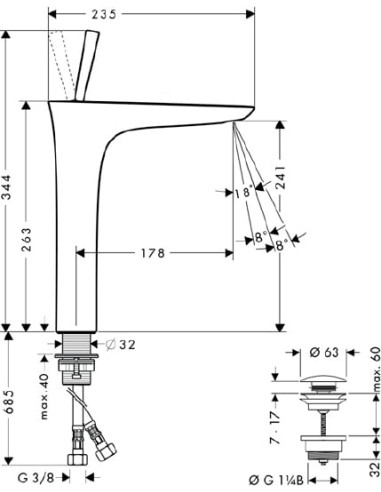 Hansgrohe izlietnes jaucējkrāns PuraVida 15072000