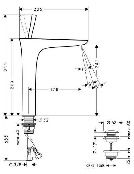 Hansgrohe izlietnes jaucējkrāns PuraVida 15072000
