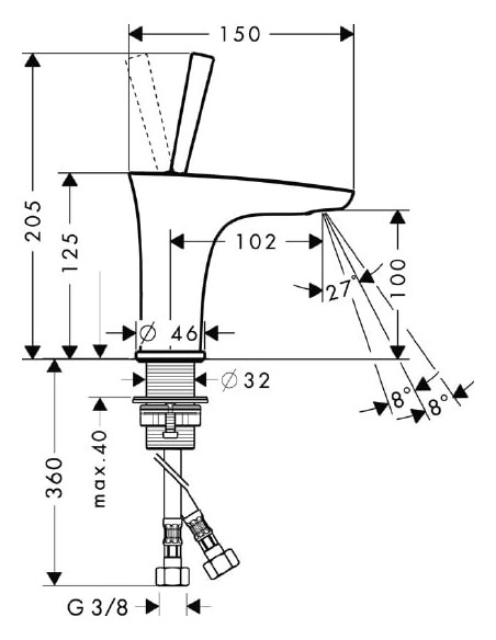 Hansgrohe izlietnes jaucējkrāns PuraVida 15075000