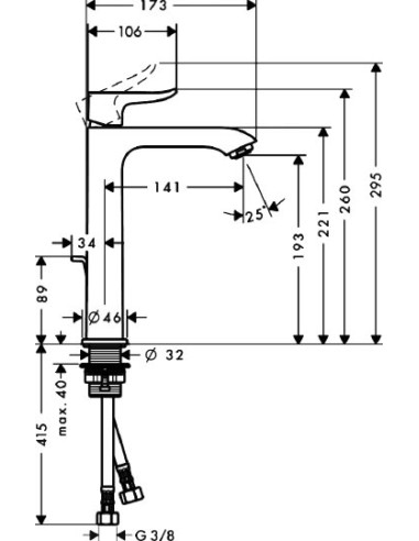 Hansgrohe izlietnes jaucējkrāns Metris 31183000