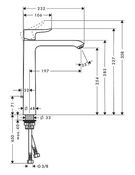Hansgrohe izlietnes jaucējkrāns Metris 31082000