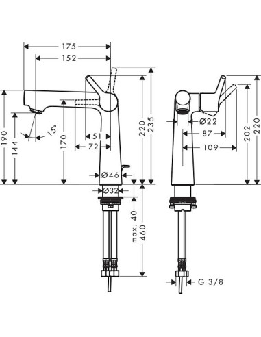 Hansgrohe izlietnes jaucējkrāns Talis S 72113000