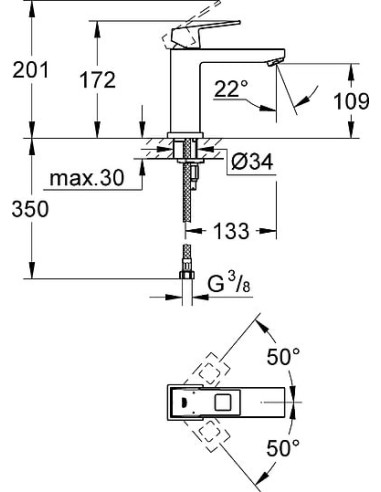 Grohe izlietnes jaucējkrāns Eurocube 23446000 - 5