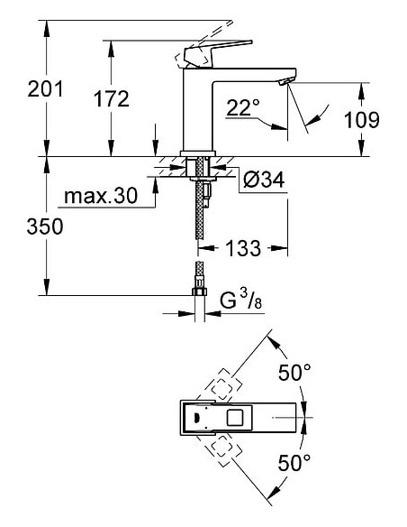 Grohe izlietnes jaucējkrāns Eurocube 23446000 - 5