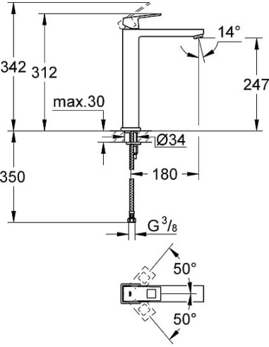 Grohe izlietnes jaucējkrāns Eurocube 23406000 - 11