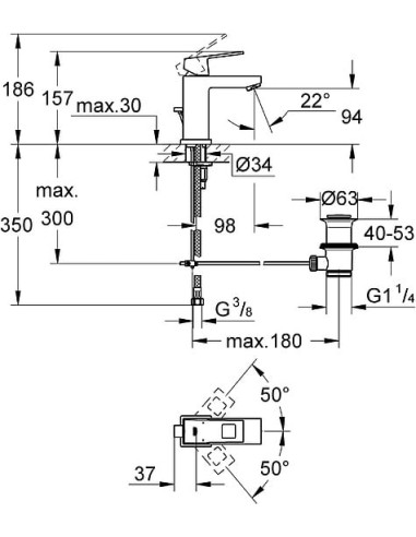 Grohe izlietnes jaucējkrāns Eurocube 2312700E - 14