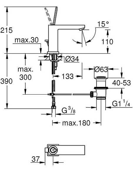 Grohe izlietnes jaucējkrāns Eurocube Joy 23657000 - 7 Grohe izlietnes jaucējkrāns Eurocube Joy 23657000 - 7