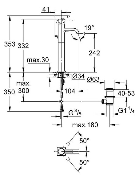 Grohe izlietnes jaucējkrāns Allure 32760000 - 6