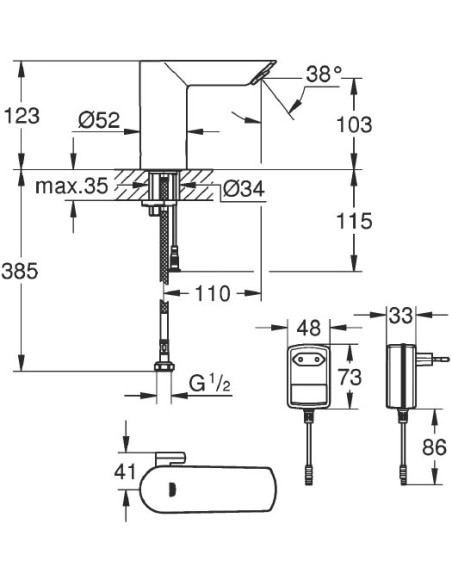 Grohe izlietnes jaucējkrāns Bau Cosmopolitan E 36453000 - 4 Grohe izlietnes jaucējkrāns Bau Cosmopolitan E 36453000 - 4