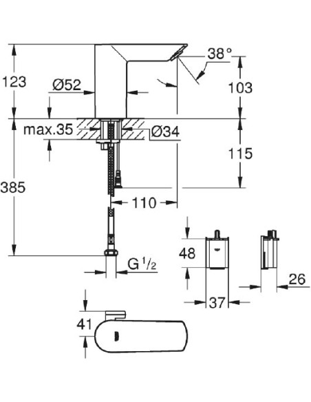 Grohe izlietnes jaucējkrāns Bau Cosmopolitan E 36451000 - 9 Grohe izlietnes jaucējkrāns Bau Cosmopolitan E 36451000 - 9
