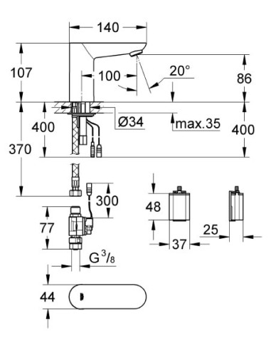 Grohe izlietnes jaucējkrāns Euroeco Cosmopolitan E 36271000 - 9