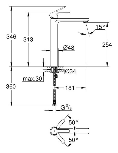 Grohe izlietnes jaucējkrāns Lineare New 23405DC1 - 3 Grohe izlietnes jaucējkrāns Lineare New 23405DC1 - 3