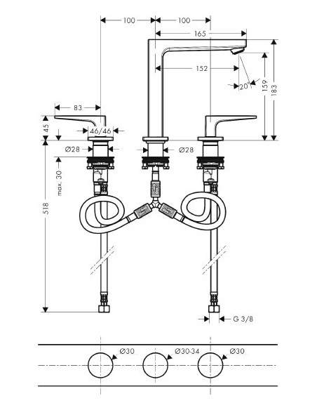 Hansgrohe izlietnes jaucējkrāns Metropol 32515700