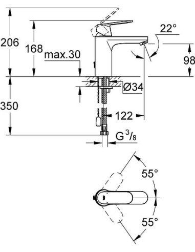 Grohe izlietnes jaucējkrāns Eurosmart Cosmopolitan 23326000 - 6