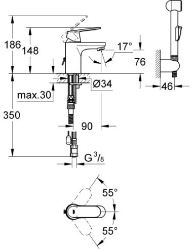 Grohe izlietnes jaucējkrāns Eurosmart Cosmopolitan 23125000 - 3