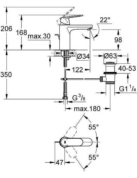 Grohe izlietnes jaucējkrāns Eurosmart Cosmopolitan 23325000 - 12