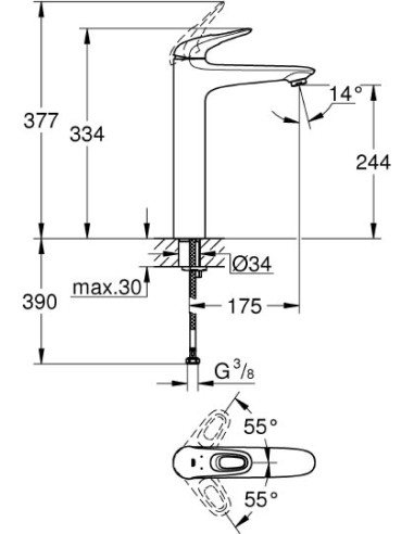 Grohe izlietnes jaucējkrāns Eurostyle New 23570003 - 10