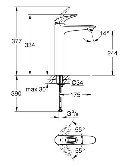 Grohe izlietnes jaucējkrāns Eurostyle New 23570003 - 10 Grohe izlietnes jaucējkrāns Eurostyle New 23570003 - 10