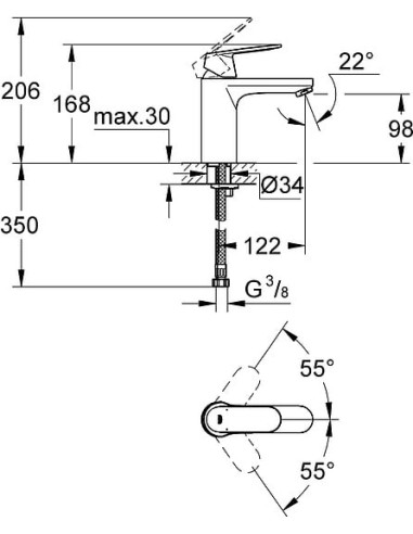 Grohe izlietnes jaucējkrāns Eurosmart Cosmopolitan 23327000 - 8