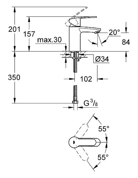 Grohe izlietnes jaucējkrāns Eurostyle Cosmopolitan 3246820E - 5