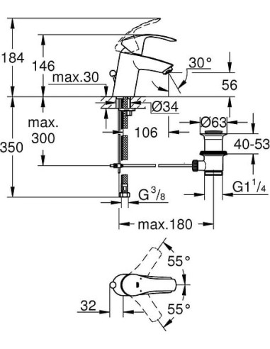 Grohe izlietnes jaucējkrāns Eurosmart New 33265002 - 6