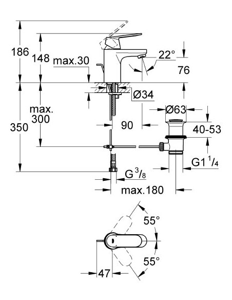 Grohe izlietnes jaucējkrāns Eurosmart Cosmopolitan 3282500E - 17