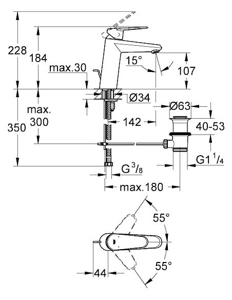 Grohe izlietnes jaucējkrāns Eurodisc Cosmopolitan 23448002 - 6