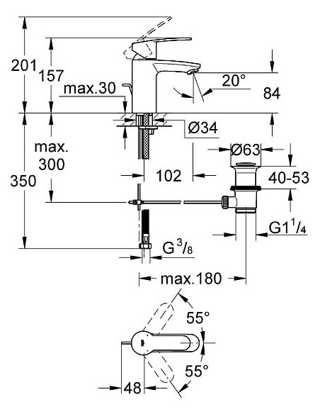 Grohe izlietnes jaucējkrāns Eurostyle Cosmopolitan 33552002 - 9