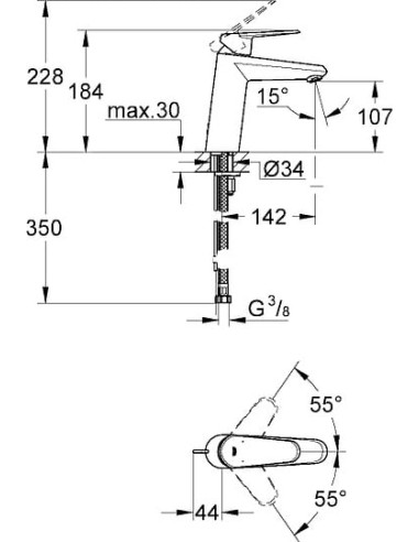 Grohe izlietnes jaucējkrāns Eurodisc Cosmopolitan 23449002 - 5