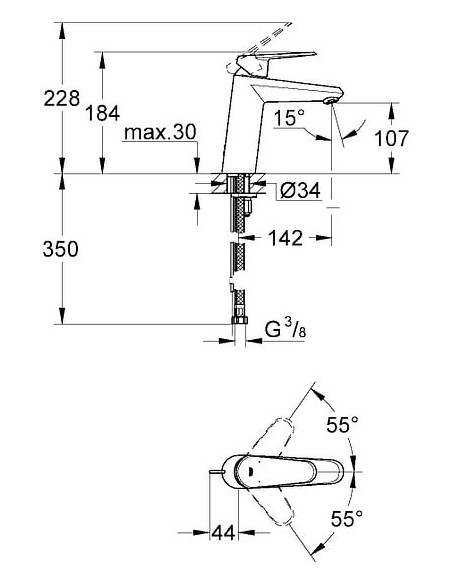 Grohe izlietnes jaucējkrāns Eurodisc Cosmopolitan 23449002 - 5 Grohe izlietnes jaucējkrāns Eurodisc Cosmopolitan 23449002 - 5