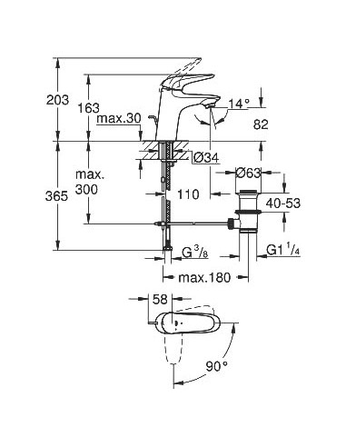 Grohe izlietnes jaucējkrāns Eurostyle 23709003 - 6