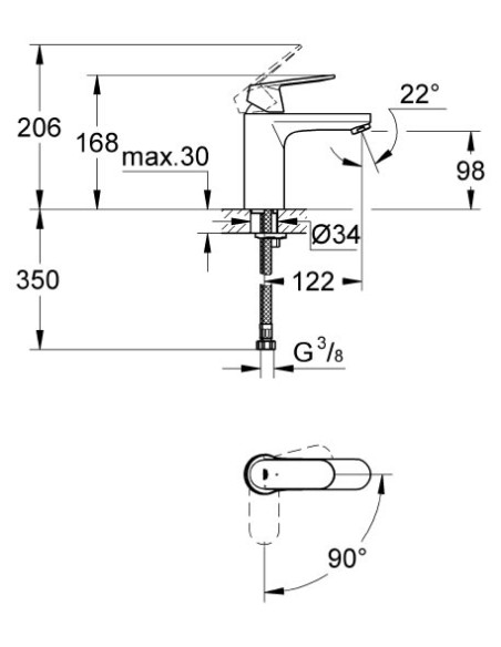 Grohe izlietnes jaucējkrāns Eurosmart Cosmopolitan 2339800E - 4