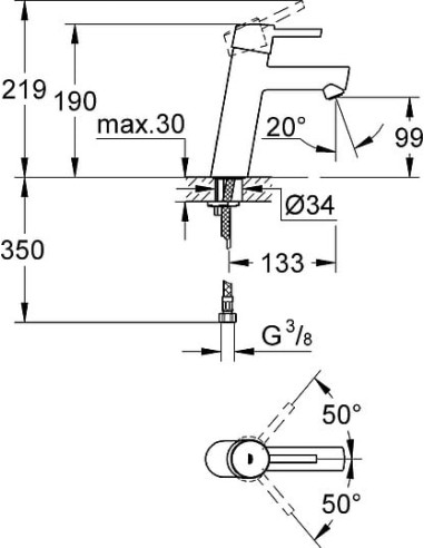 Grohe izlietnes jaucējkrāns Concetto 23451001 - 8